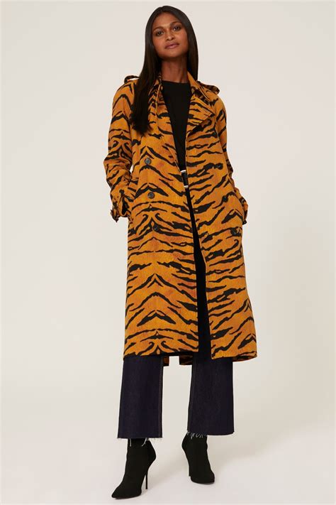 Tiger Print Trench Coat 